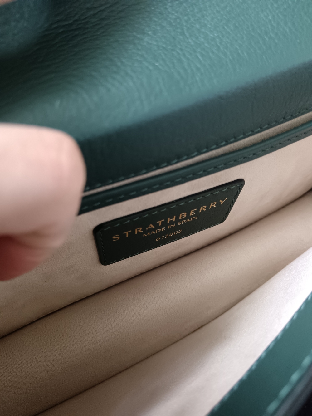 Strathberry Bottle Green Mini Crescent Bag - Picture 6 of 14